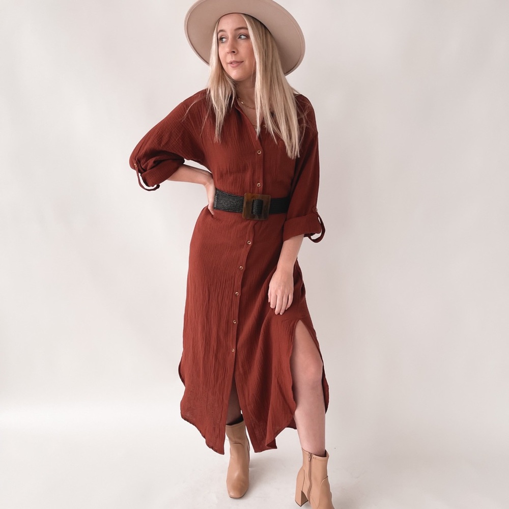 Button Up Maxi Shirt Dress